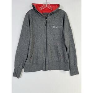 Orangetheory Fitness Mens L Full Zip Cotton Blend Hoodie Jacket Gray Red Trim